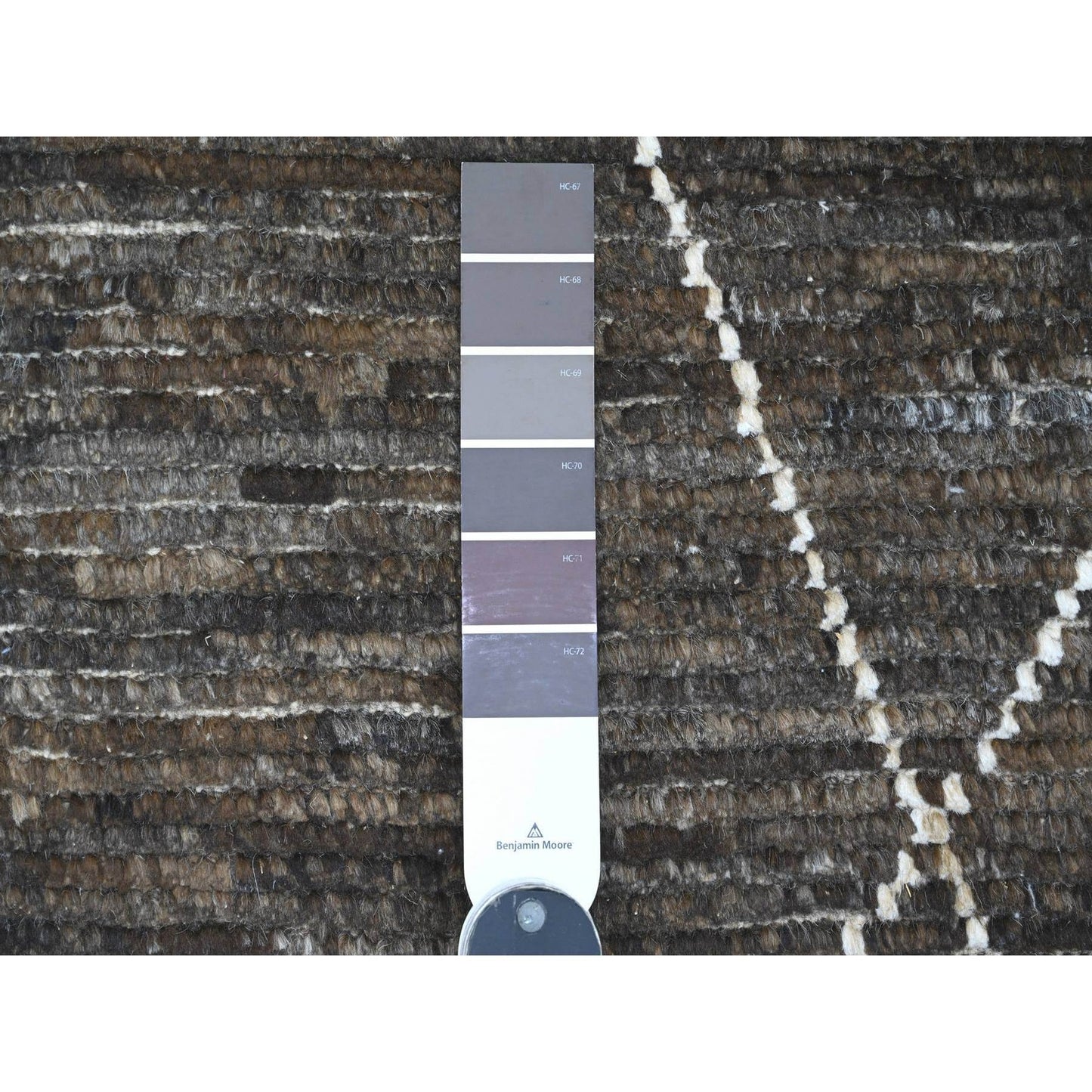 8'X10' Brown Moroccan Weave Geometric Design Hand Knotted Soft Wool Rug