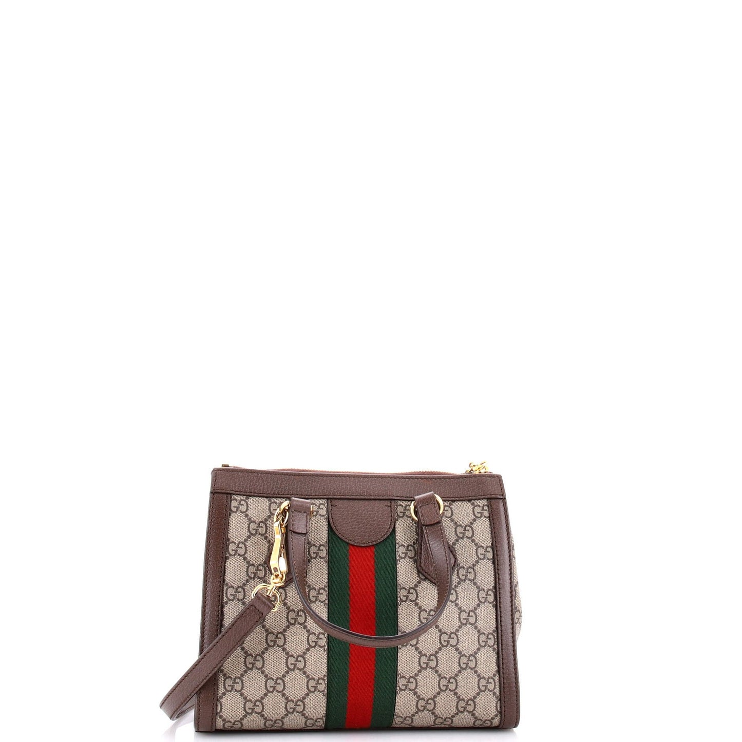 Gucci Ophidia Top Handle Tote Gg Coated Canvas With Leather Small