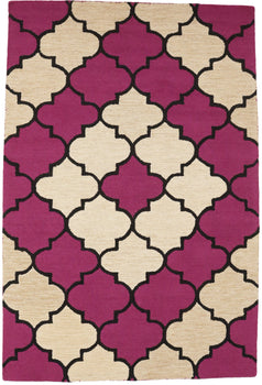 Contemporary Fuchsia Trellis 5X8 Hand-Tufted
