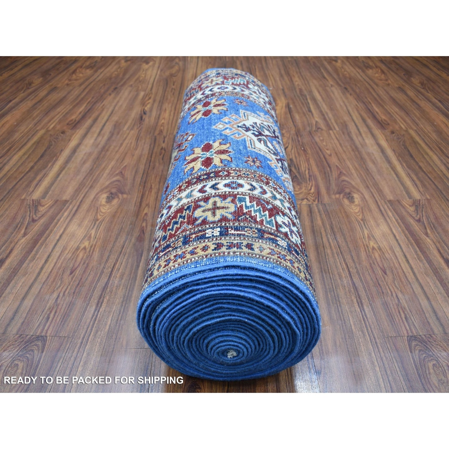 2'10"X37'2" Super Kazak Hand Knotted Soft Wool Faded Blue Xl Runner Rug