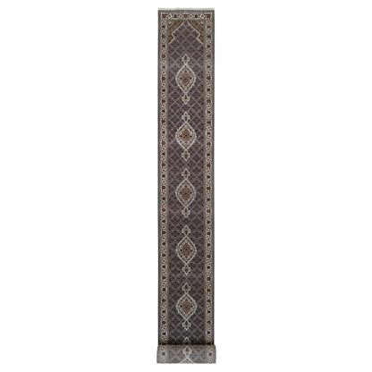 2'5"X23' Gray Wool Hand Knotted Tebraz Mahi Runner Oriental Rug