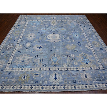 10'X10' Air Force Blue Wool Weft Angora Oushak Square Oriental Rug