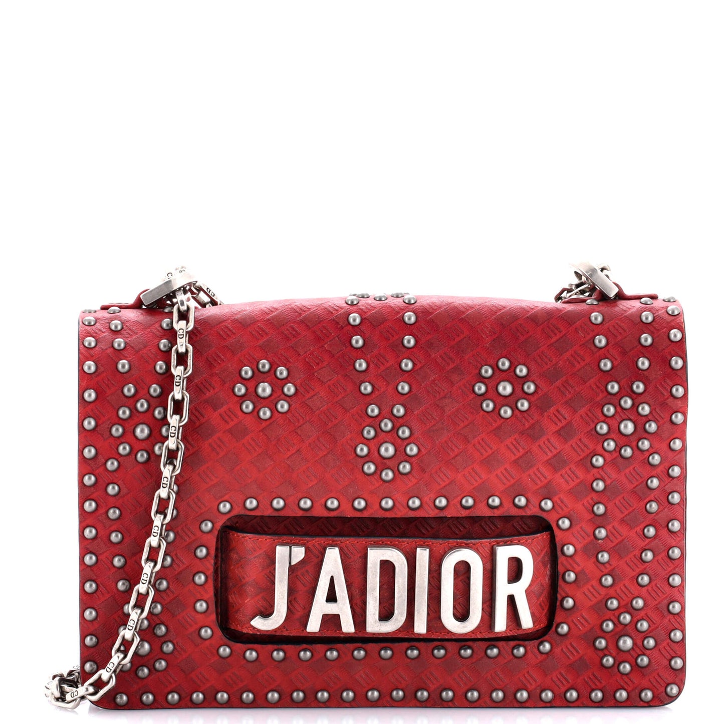 Christian Dior J'Adior Flap Bag Studded Embossed Leather Medium