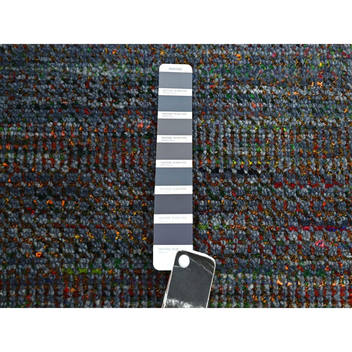 Rug 10'2"x13'10" Gray Modern Hand Knotted Grass Design Wool and Silk