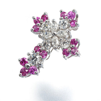 Pink Sapphire 0.30ct Diamond 0.25ct Cross Pendant