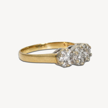 14K Yellow Gold Diamond Estate 1.00Ct Cluster