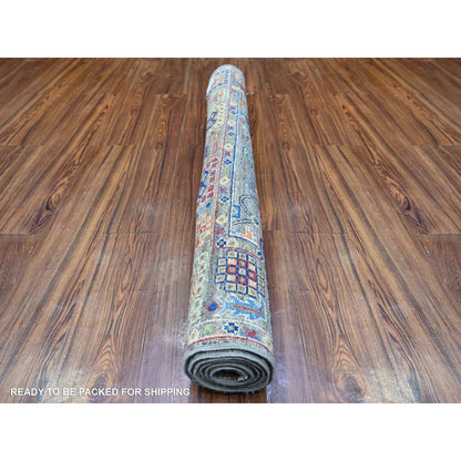 4'1"X5'7" Gray Aryana Mahal Design Vegetable Dyes Oriental Rug