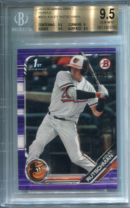 Adley Rutschman 2019 1St Bowman Draft Purple Rookie Card #Bd1 Bgs 9.5