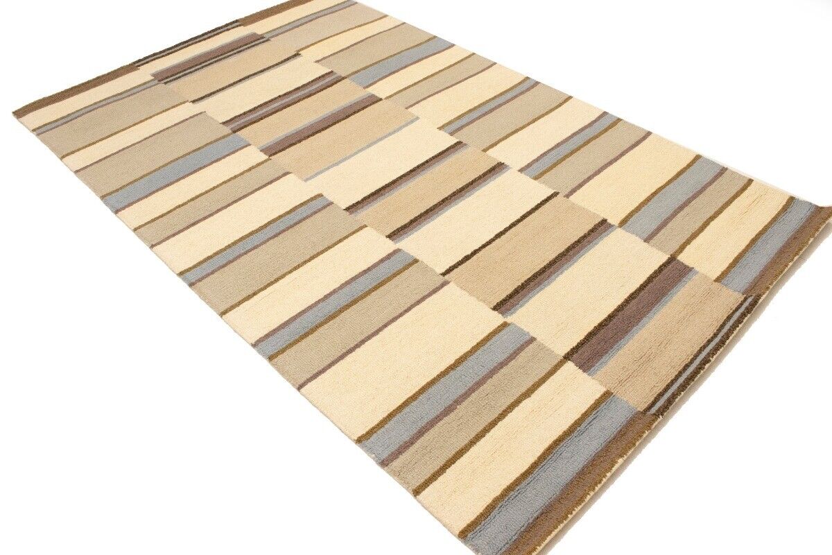 Hand-Tufted Multicolored Stripes Rug Modern Wool