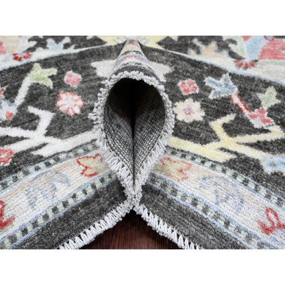 7'X12'3" Black Afghan Angora Oushak Hand Knotted 100% Wool Runner Rug