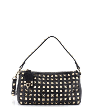 Valentino Garavani Rockstud Flip Lock Zipped Handle Crossbody Bag Grainy Leather
