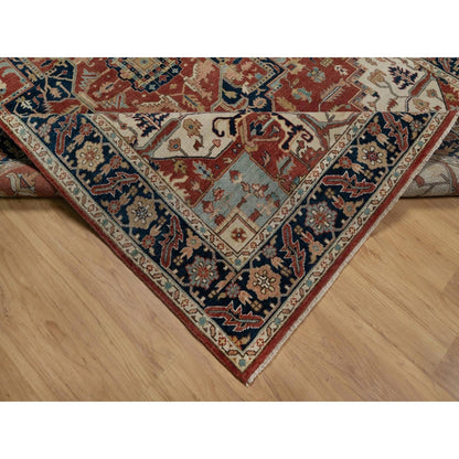 6'3"X9'1" Red Antiqued Heris Recreation Hand Knotted New Zealand Wool Rug