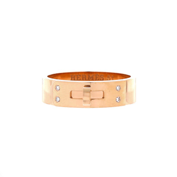 Hermes Kelly Ring 18K Rose Gold With Diamonds Pm