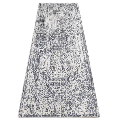 2'5"X7'9" Ivory Hand Loomed Wool And Art Silk Mamluk Design Runner Rug