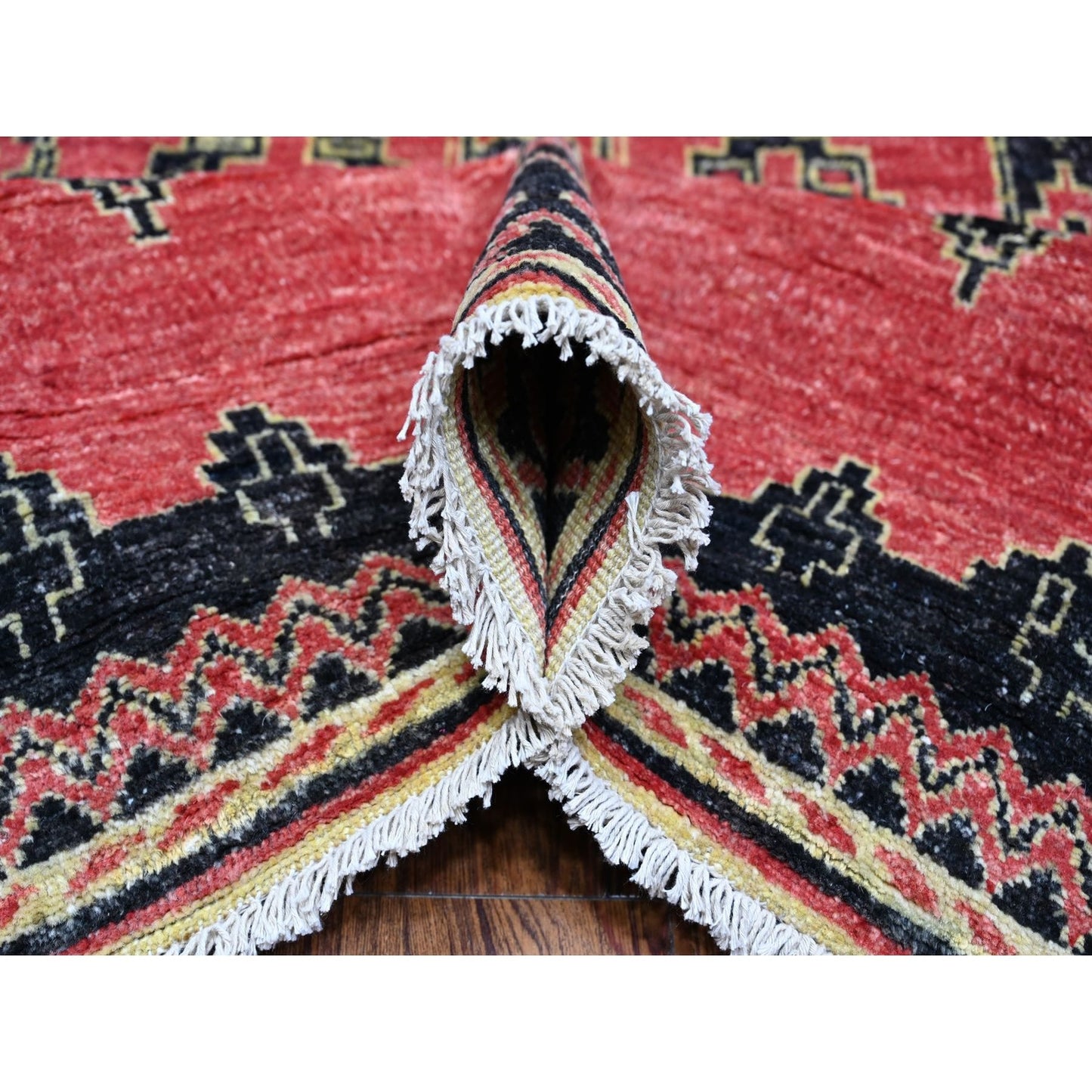 8'7"X11'3" Red Peshawar Berber Influence Geometric Pattern Oriental Rug