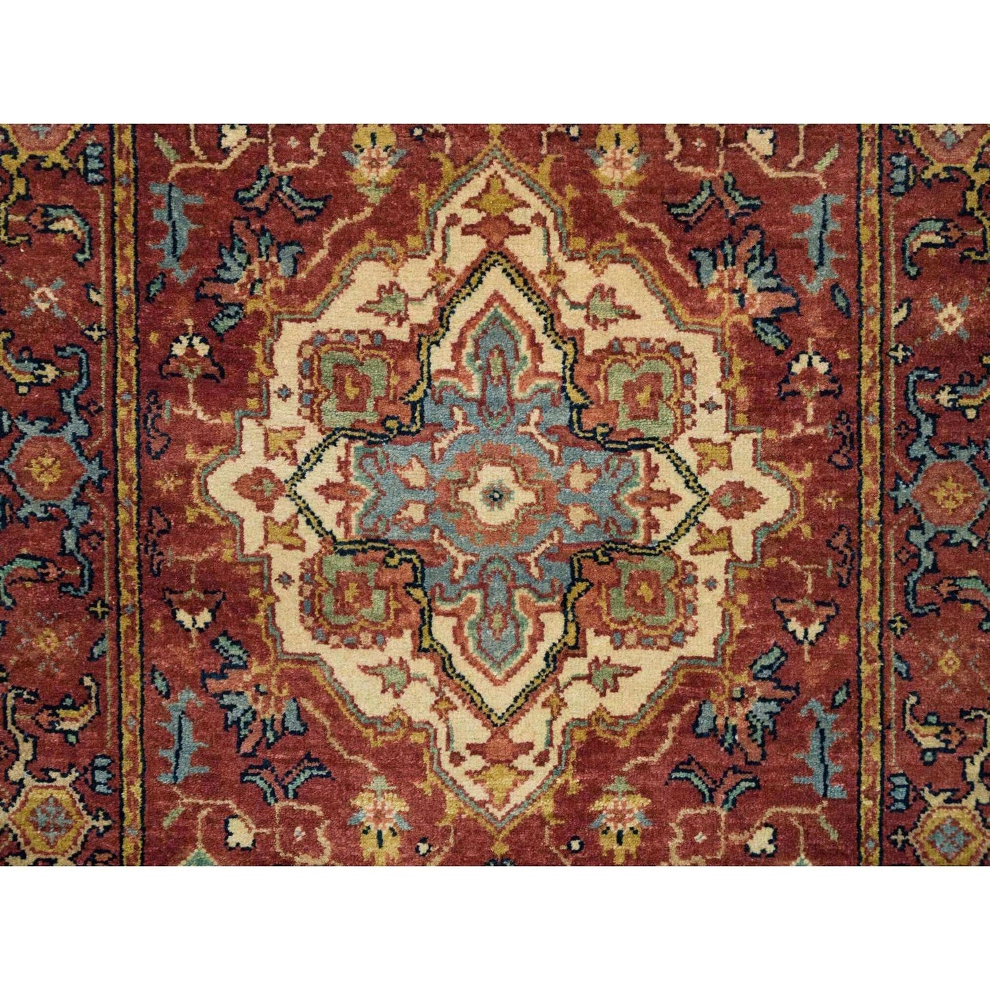 2'7"X18' Red Hand Knotted Fine Heris Re-Creation Wool Xl Runner Rug