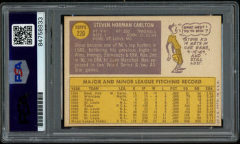DNA 1970 TOPPS Steve Carlton HOF #220 Authentic Card Signed Cardinals PSA/