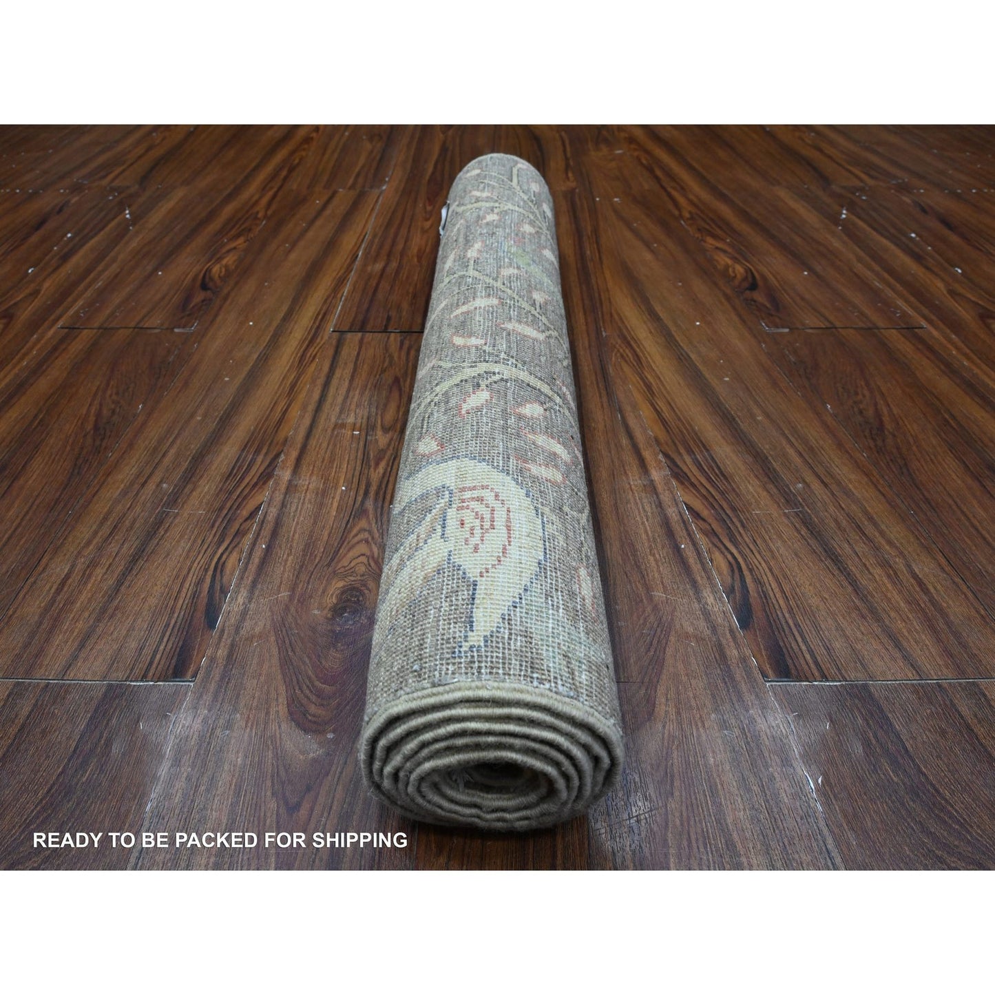 2'6"X6'2" Gray Birds Of Paradise Hand Knotted Wool Runner Oriental Rug