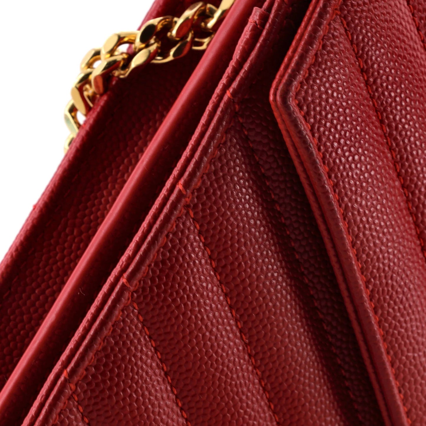 Saint Laurent Classic Monogram Wallet On Chain Matelasse Chevron Leather Medium