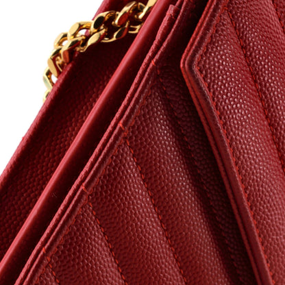 Saint Laurent Classic Monogram Wallet On Chain Matelasse Chevron Leather Medium