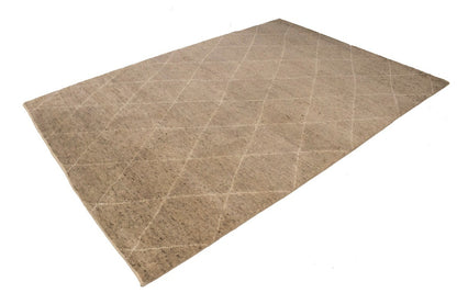 Handmade Moroccan Oriental Rug Khaki/ Beige Geometric Modern Plush Carpet 6X9 ft
