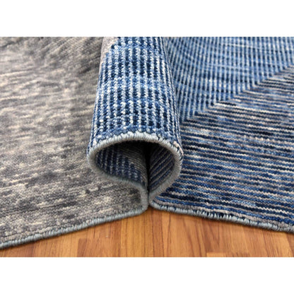 9'2"X11'10" Blue Geometric Art Deco Collection Wool Hand Knotted Rug