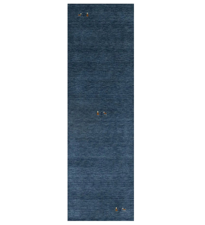2'6x7'11 Steel Blue Contemporary Tribal 3X8 Gabbeh Runner Rug Modern Wool