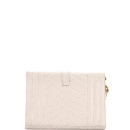 Saint Laurent Classic Monogram Envelope Wristlet Clutch Mixed Matelasse Leather