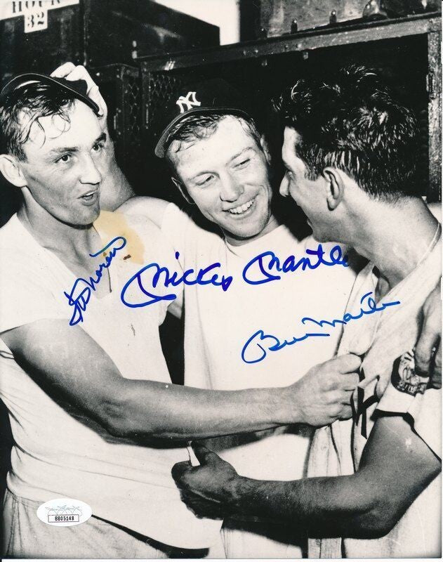Mickey Mantle/Billy Martin/Irv Noren Yankees Multi-Signed 8X10 Photo Jsa 142441