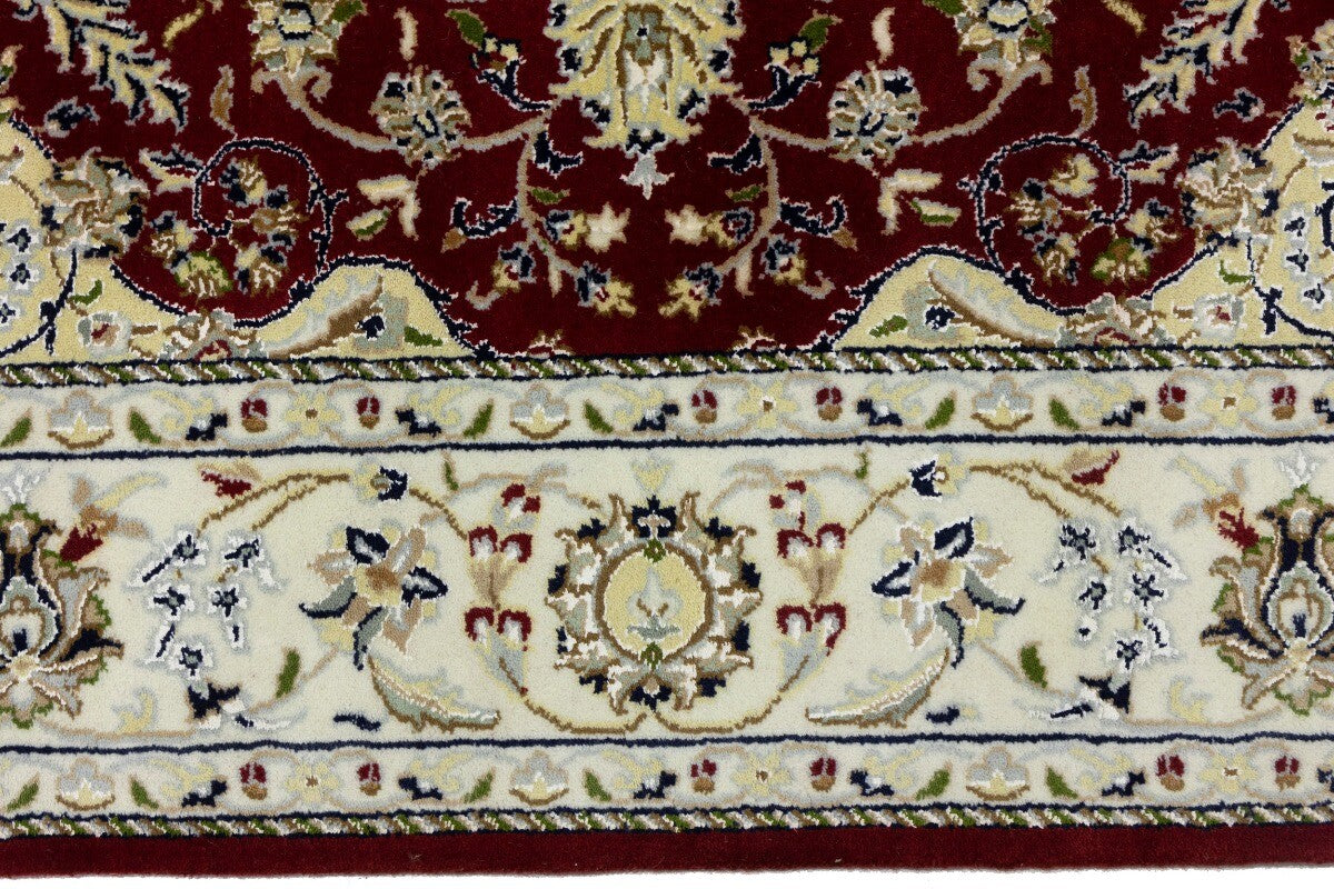 6X6 Ft Square Red Floral Indo-Nain Rug Classic