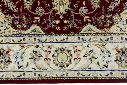 6X6 Ft Square Red Floral Indo-Nain Rug Classic