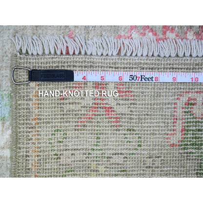 3'1"X5' Laurel Green Afghan Angora Oushak Vegetable Dyes Oriental Rug