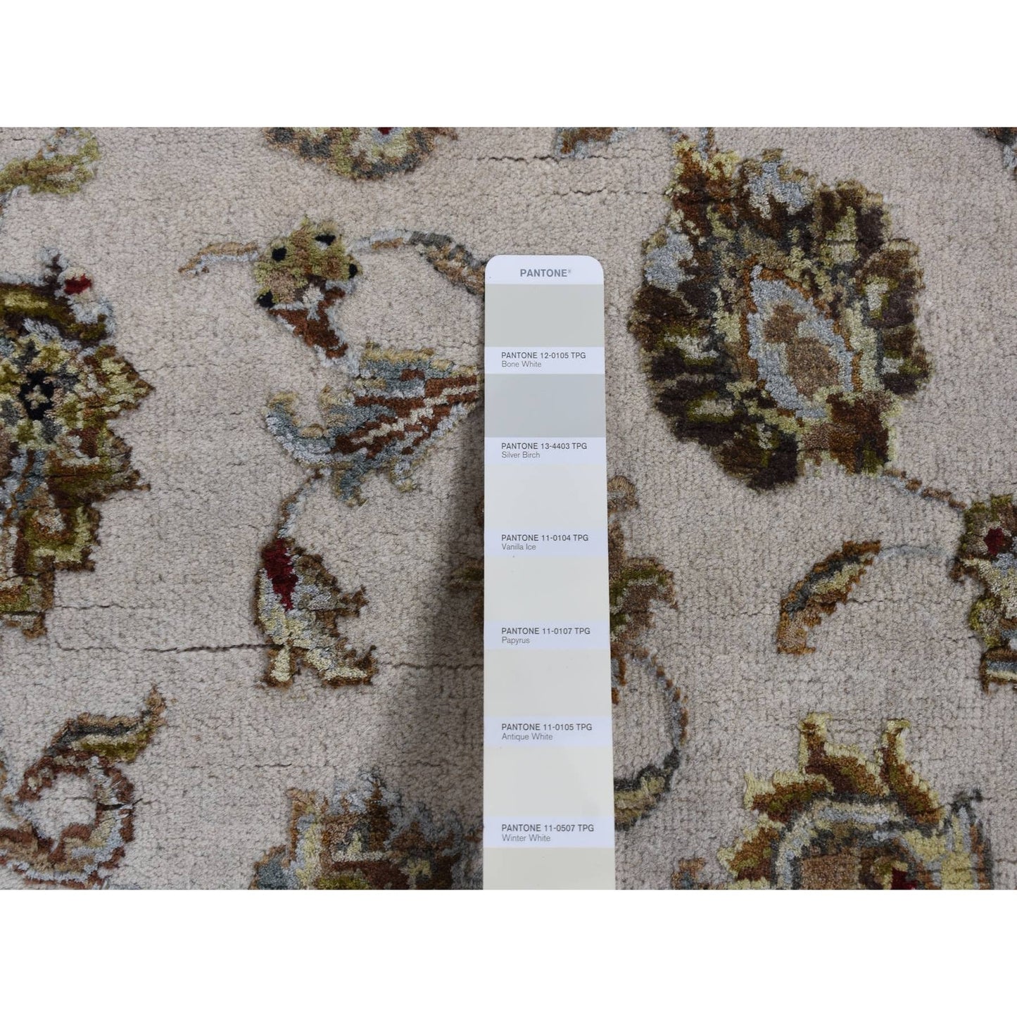 2'7"X16' Ivory Half Wool And Half Silk Runner Rajasthan Hand Knotted Rug