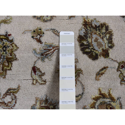 2'7"X16' Ivory Half Wool And Half Silk Runner Rajasthan Hand Knotted Rug