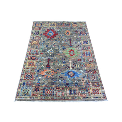4'1"X5'7" Gray Aryana Mahal Design Vegetable Dyes Oriental Rug