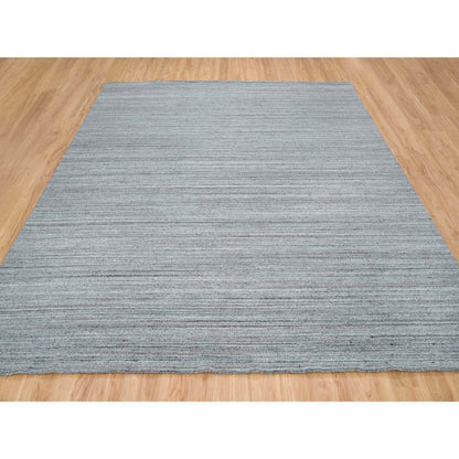 12'X12' Gray Wool Hand Loomed Modern Striae Design Square Oriental Rug