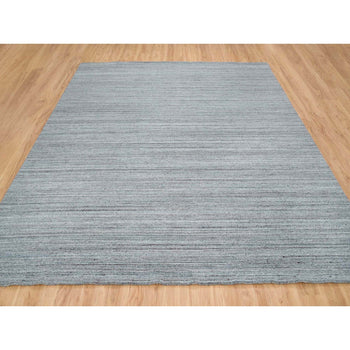 12'X12' Gray Wool Hand Loomed Modern Striae Design Square Oriental Rug