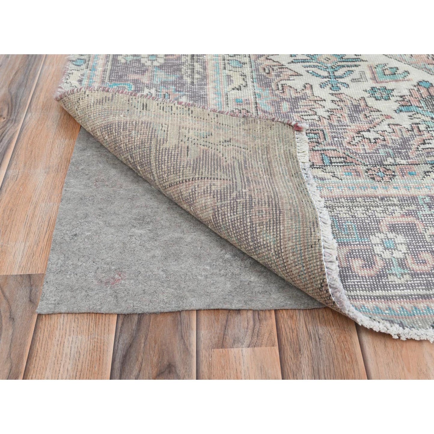 8'X10'8" Peach Color Distressed Look Old Farsian Hand Knotted Wool Rug