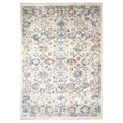 8'10"X11'10" Ivory Pure Wool Hand Knotted Mahal Design Oriental Rug