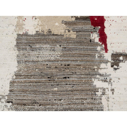 9'X12' White Modern Lori Buft Gabbeh 100% Wool Hand Knotted Oriental Rug