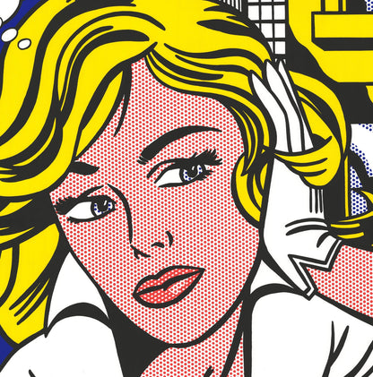 ROY LICHTENSTEIN M...Maybe 55" x 39.5" Serigraph 1979 Pop Art Yellow Multicolor