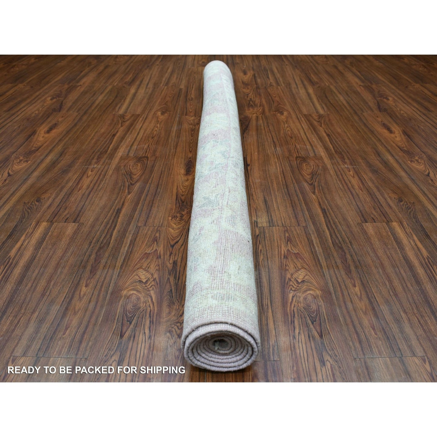 6'1"X8'8" Soft Wool Hand Knotted Coral Pink Angora Oushak Oriental Rug