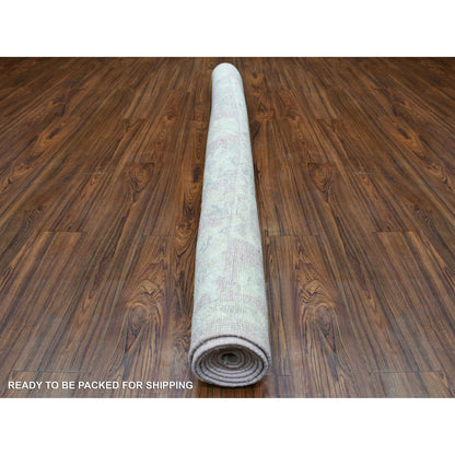 6'1"X8'8" Soft Wool Hand Knotted Coral Pink Angora Oushak Oriental Rug