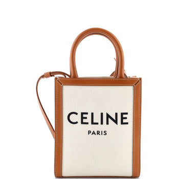 Celine Vertical Cabas Tote Canvas With Leather Mini