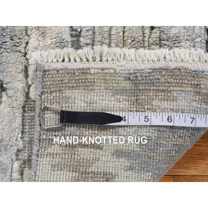 2'X2' Green Pastel Collection Wool And Silk Hand Knotted Sample Rug