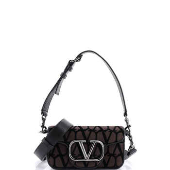 Valentino Garavani Vlogo Loco Flap Shoulder Bag Toile Iconograph Fabric Small