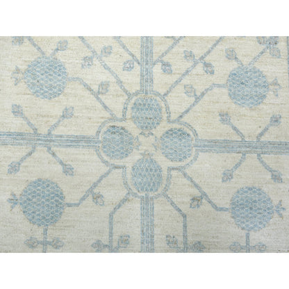 9'X11' Ivory Milk Wash Peshawar, Hand Knotted Pure Wool Natural Dyes, Rug