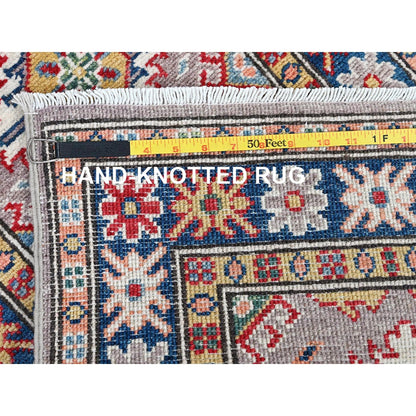 2'X5'9" Brown Kazak With Tribal Design Hand Knotted Soft Wool Runner Rug