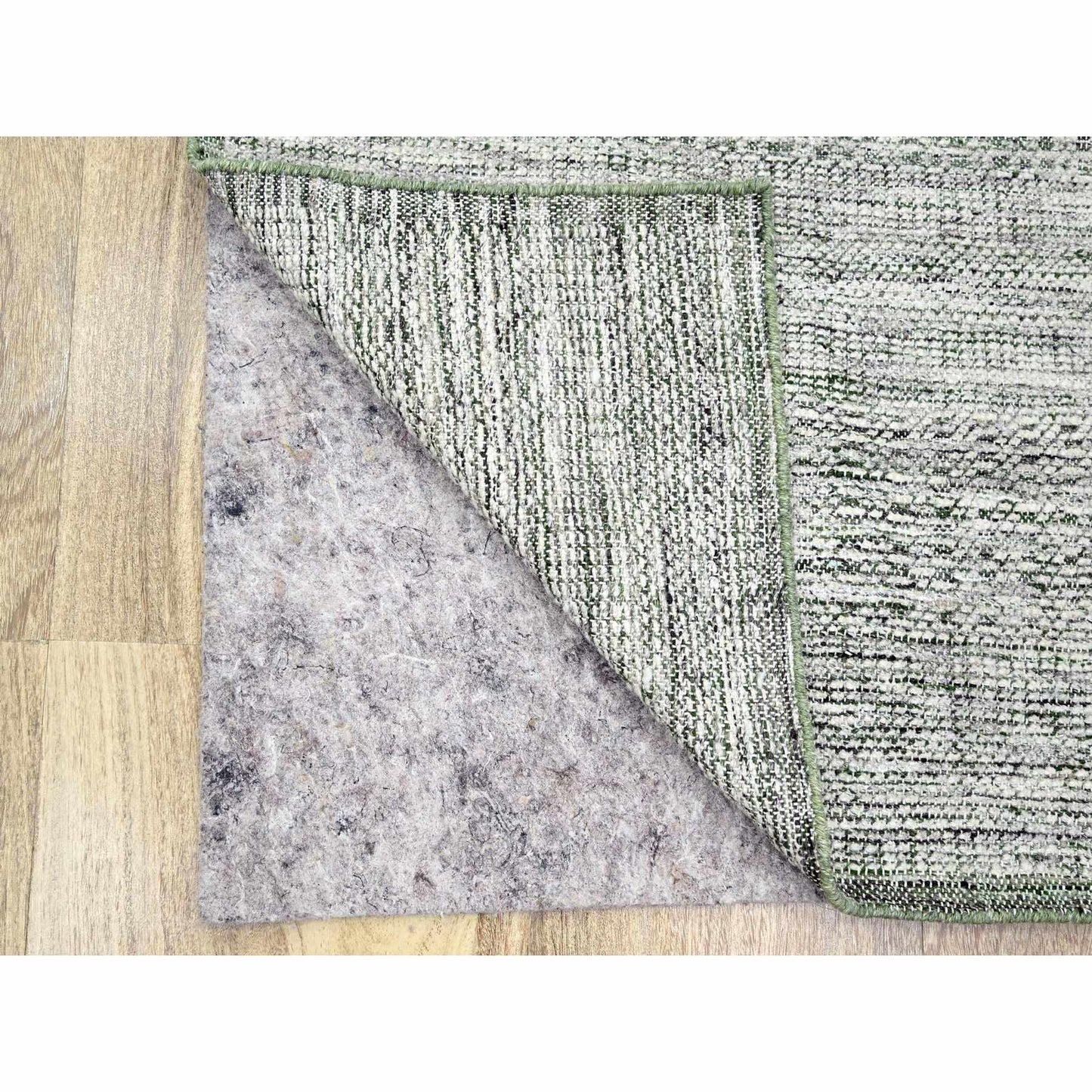 2'3"X8' White & Green Hand Knotted Oxidized Grass Design Wool Runner Rug