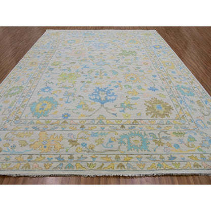 12'4"X14'10" White 100% Wool Oushak Weave Hand Knotted Oversized Rug